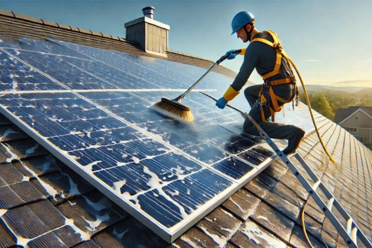 How to Clean Solar Panels on a Pitched Roof